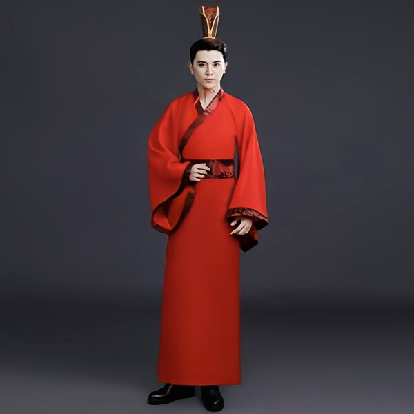 Red Traditional Mens Hanfu with Black Edges (MCC2)