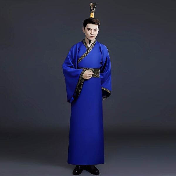 Blue Traditional Mens Hanfu with Yellow edges (MCC3)