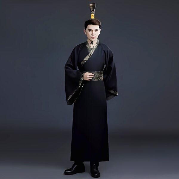Black Traditional Mens Hanfu with Grey edges (MCC4)